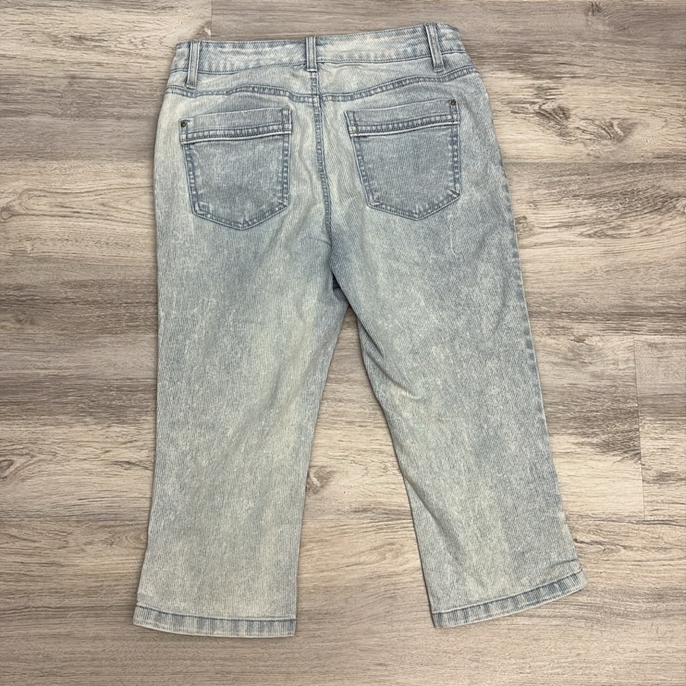 Bandolino Blue & White Striped Cropped Women's Mandie Stretchy Jeans Size 6P - Picture 2 of 12